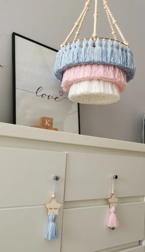 Lampa  abażur  do pokoju dziecka sznurek + koraliki