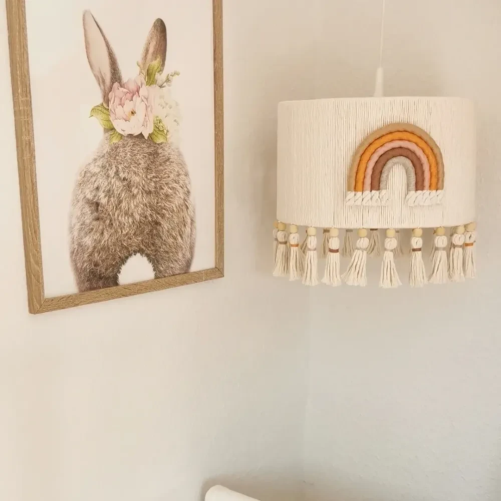 Lampa do pokoju dziecka Ozdobny abażur chwosty tęcza