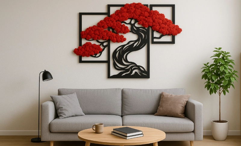 czerwony chrobotek dekoracja