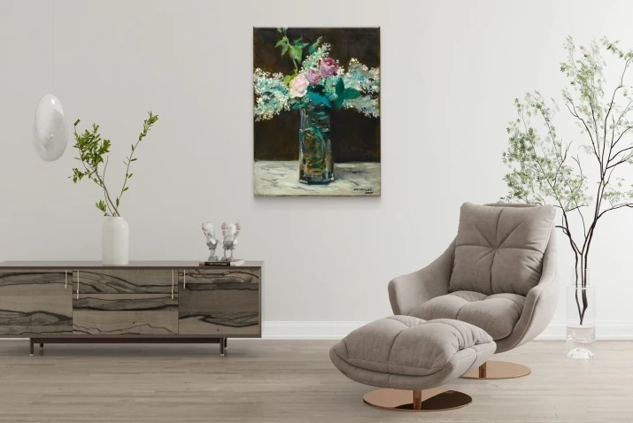 reprodukcja kwiaty w wazonie