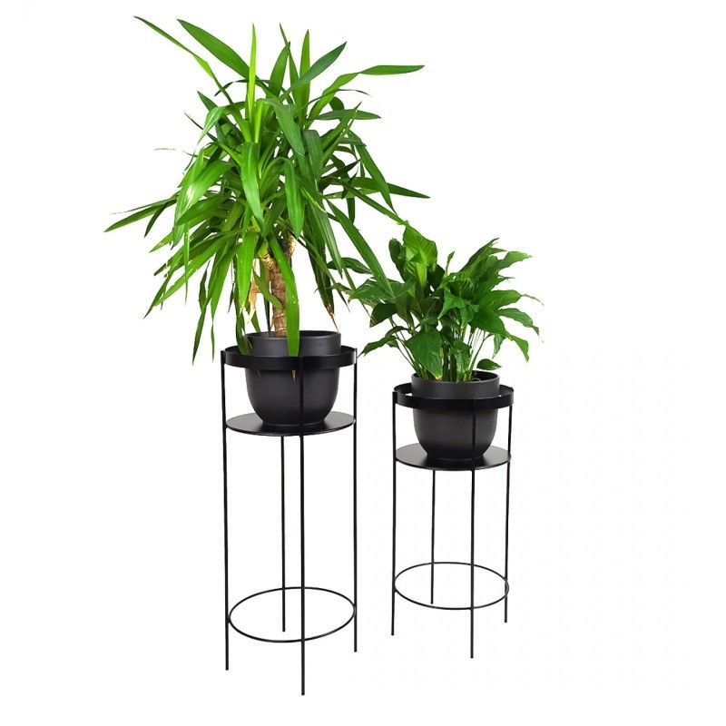 Kwietnik Stojący metalowy Loft czarny 2szt