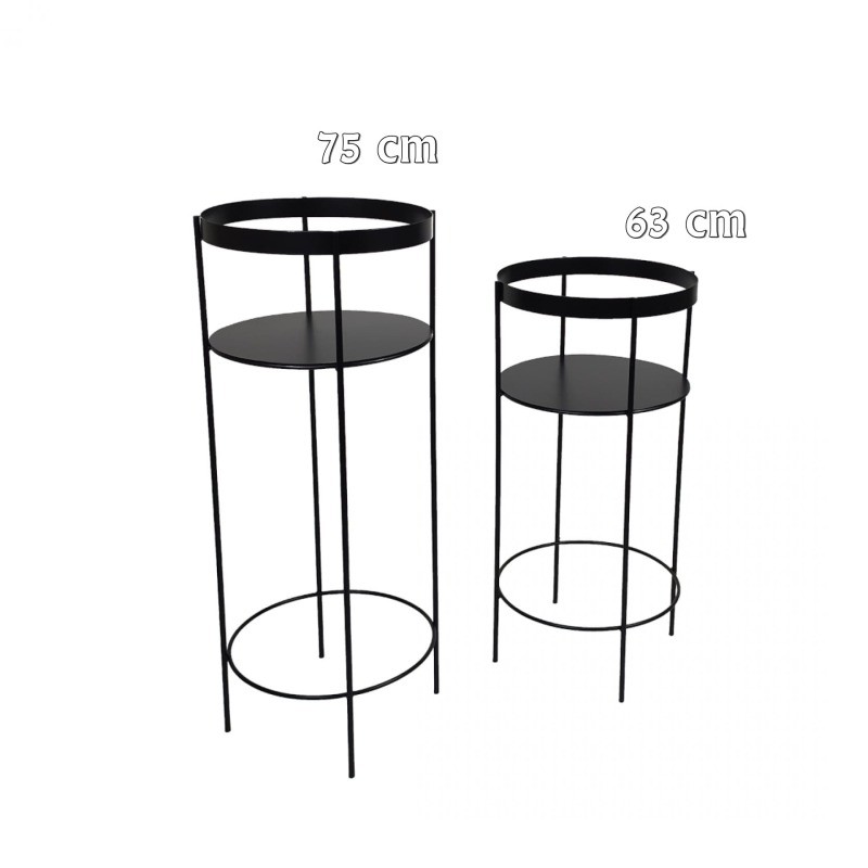 Kwietnik Stojący metalowy Loft czarny 2szt