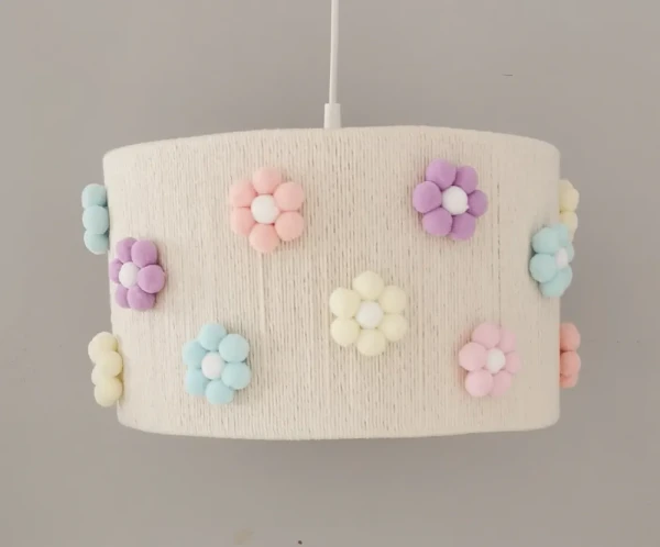 Lampa do pokoju dziecka abażur pastelowe kwiatki