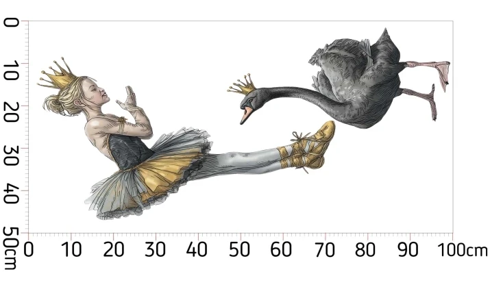 naklejka baletnica i łabędź