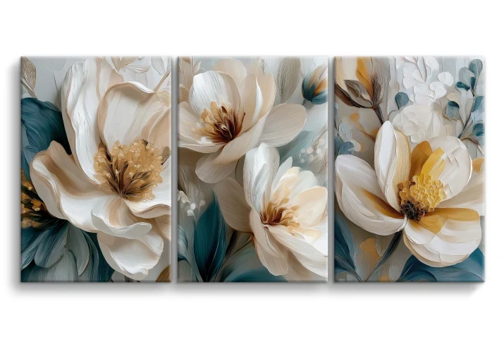 Obraz na płótnie canvas | tryptyk kwiaty