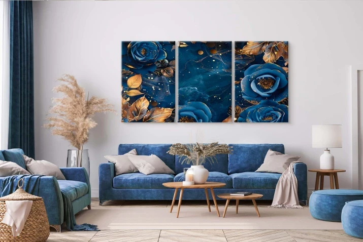 tryptyk kwiaty nad kanapę