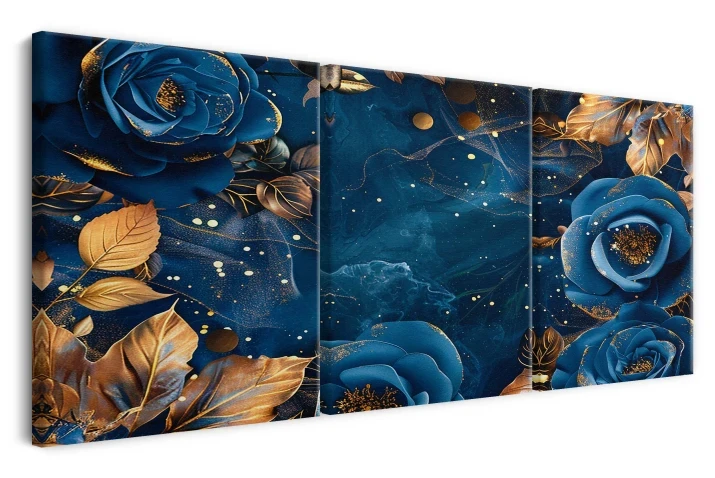 tryptyk niebieskie kwiaty