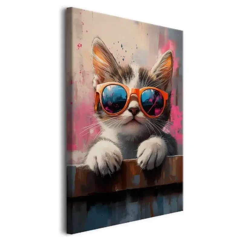 dekoracja na ścianę do pokoju nastolatka | Kot na płótnie