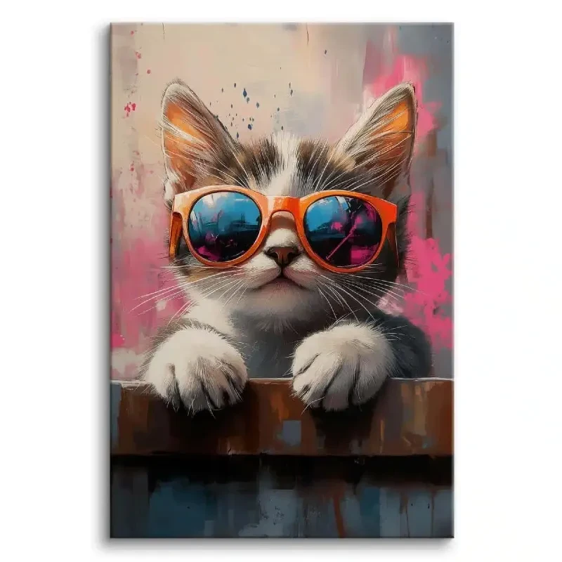 dekoracja na ścianę do pokoju nastolatka | Kot na płótnie