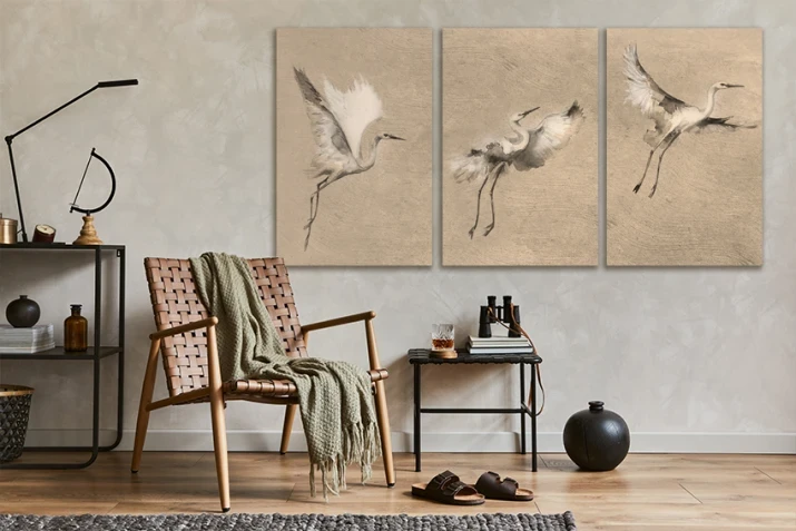 tryptyk ptaki do salonu