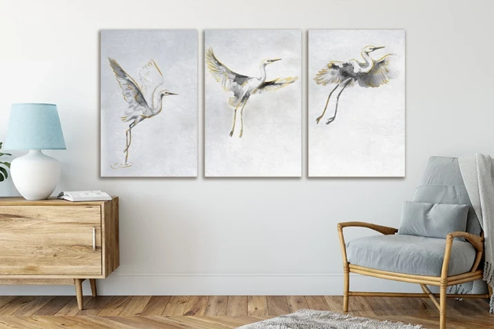 tryptyk ptaki  żurawie