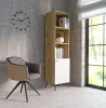 Witryna regał loft stojąca wysoka dąb biały metalowe nogi