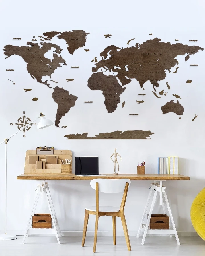 mapa swiata classic drewno