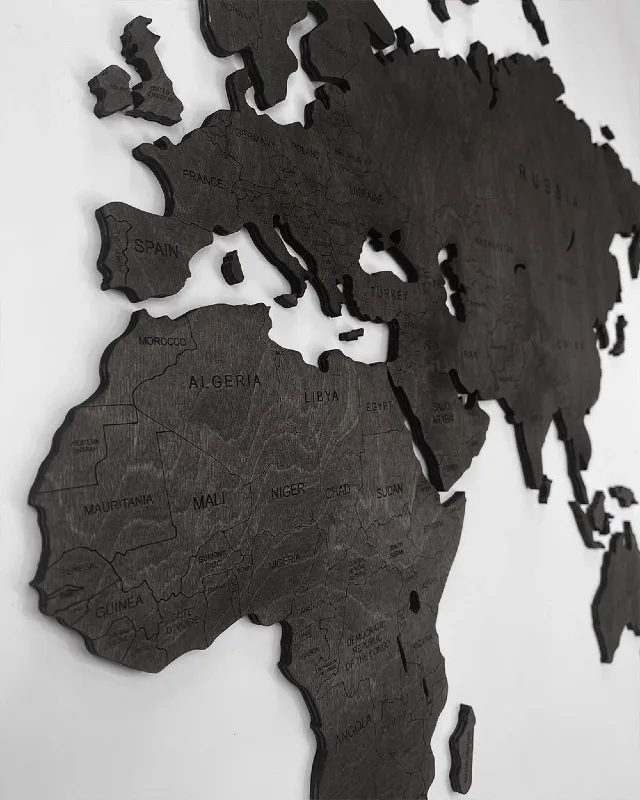 mapa drewniana kolor heban