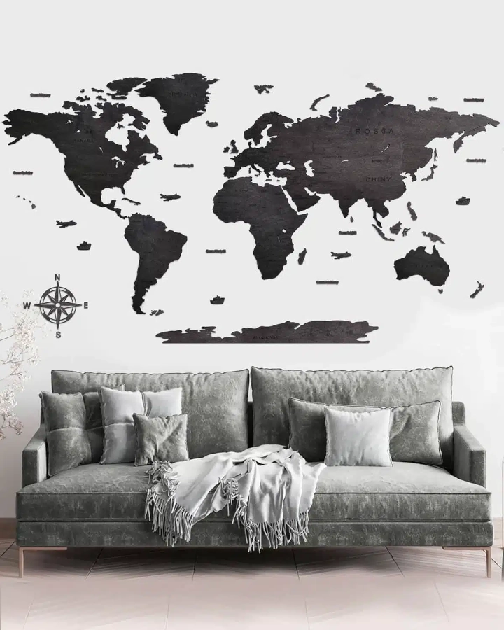 mapa swiata na ścianę do salonu