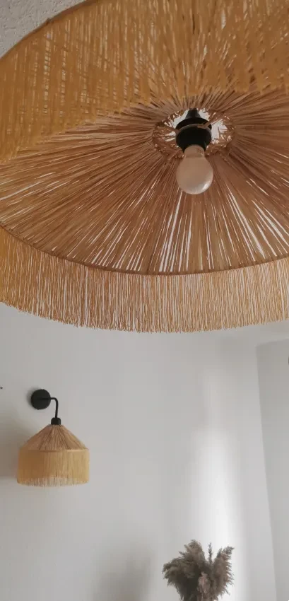Lampa żyrandol boho -  abażur rafia