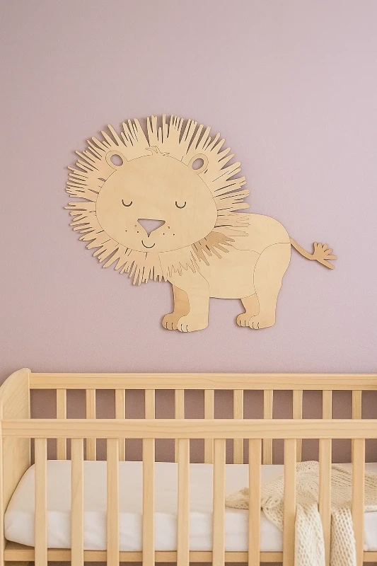 Dekoracja ścienna do pokoju dziecka | drewniany lew