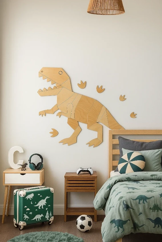 Dekoracja ścienna do pokoju dziecka | drewniany Dinozaur T-Rex