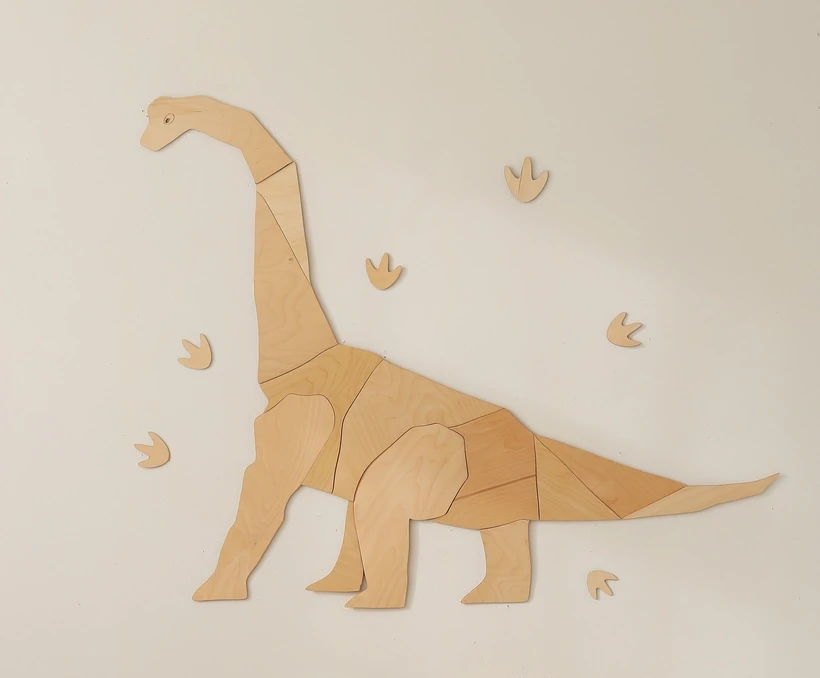 drewniany Dinozaur Diplodok 3D