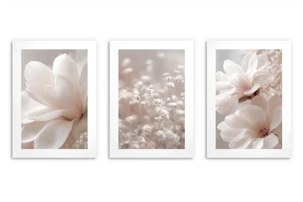 Plakaty do sypialni | zestaw plakatów kwiaty magnolii