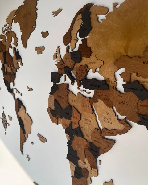 Drewniana mapa Świata 3D kolor Espresso