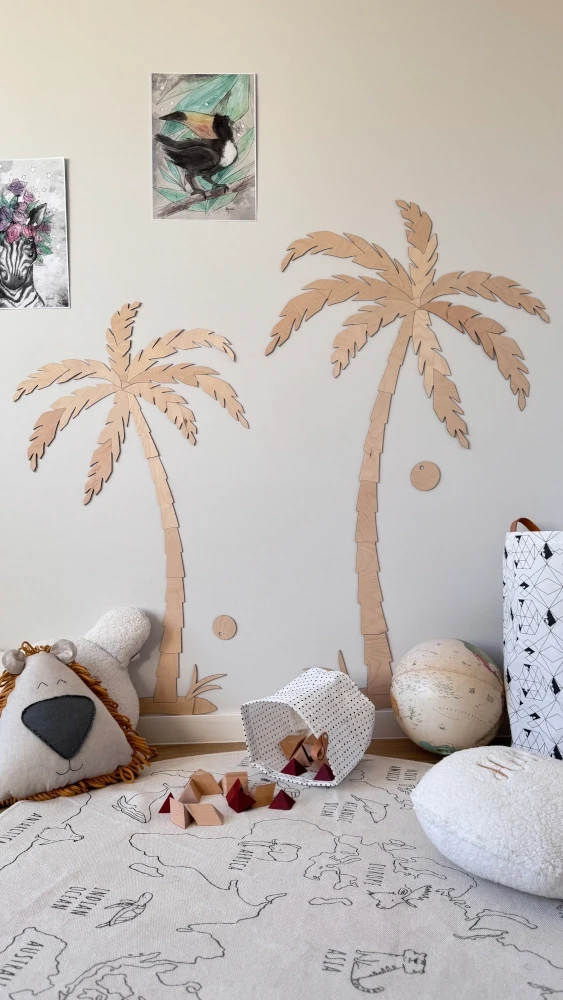 Dekoracja ścienna z drewna 3D | pokój dziecka | palmy