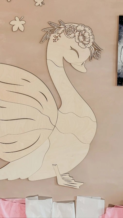 Dekoracja ścienna 3D | drewniany Łabędź