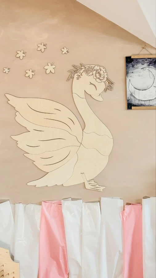 Dekoracja ścienna 3D | drewniany Łabędź