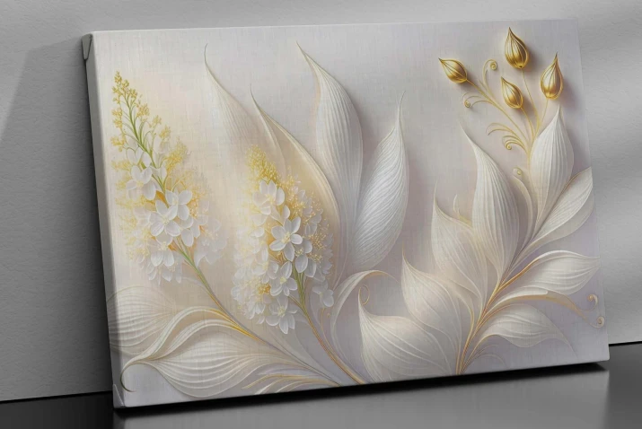 kwiaty liście | dekoracja do salonu na ścianę