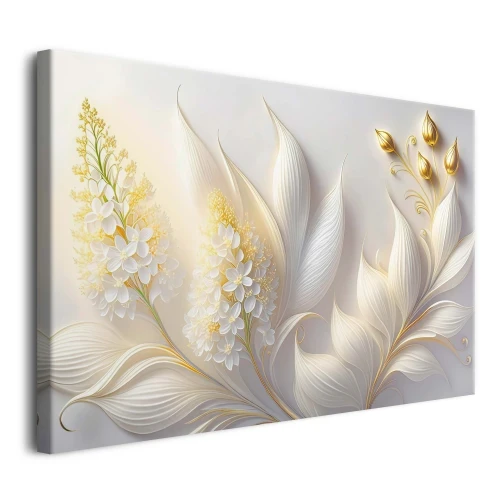 kwiaty liście | dekoracja do salonu na ścianę