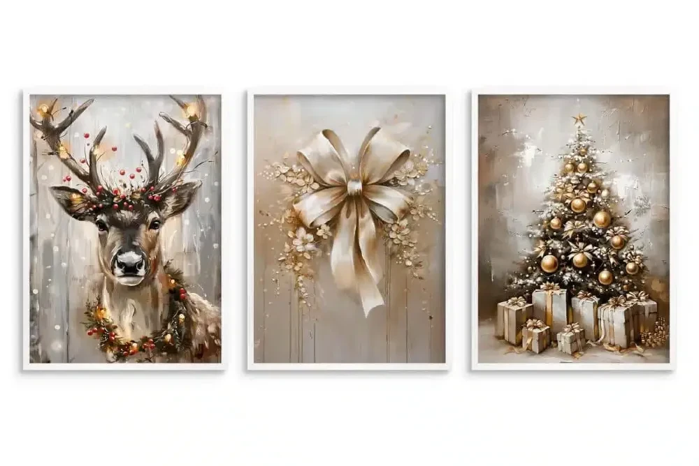 zestaw świąteczny | plakat zima | Złota elegancja