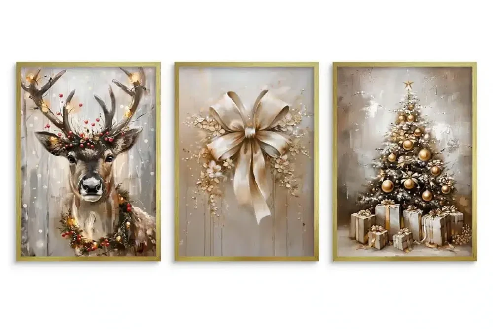 plakat jeleń | Złota elegancja