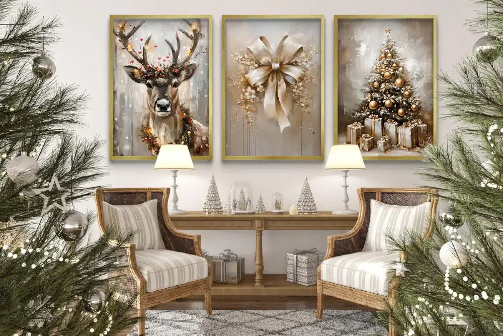 zestaw świąteczny | plakat zima | Złota elegancja