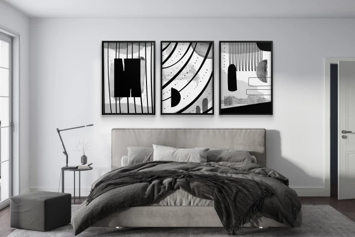 plakat abstrakcja | czarno - biały  do sypialni