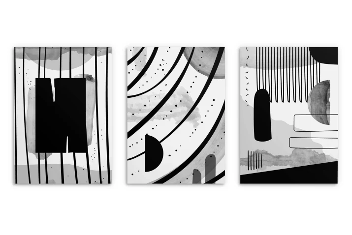 Plakaty zestaw | plakat abstrakcja | czarno - biały