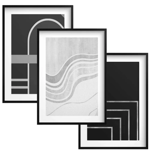 Plakaty zestaw | plakat abstrakcja | czarno - biały