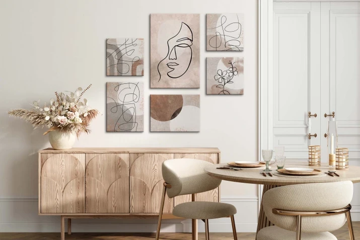 Obrazy nad komodę Line Art i Beżowa Abstrakcja