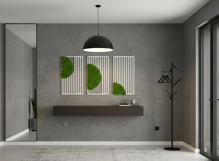 Zestaw 3 Obrazów z Chrobotkiem Reniferowym – Tryptyk Ażurowy do Nowoczesnego holu