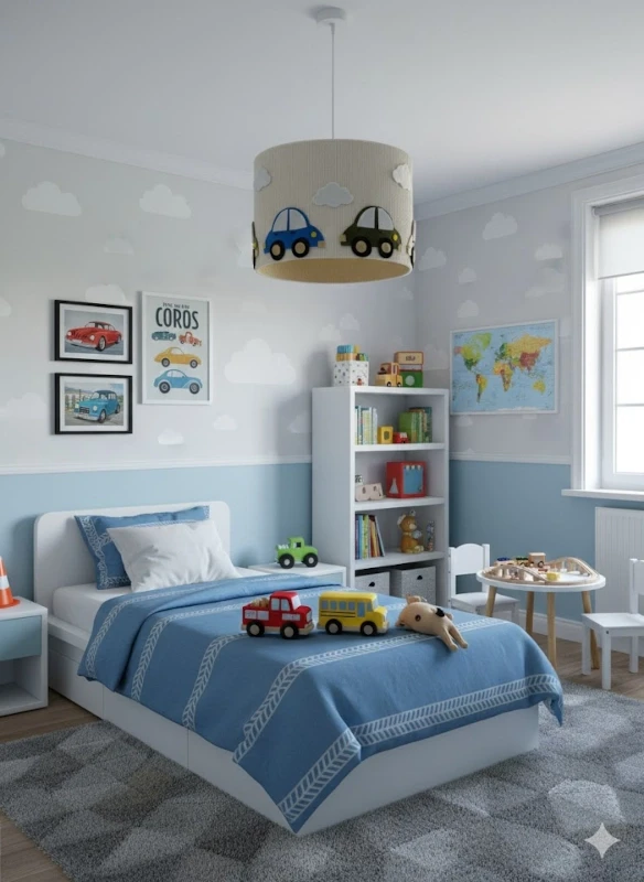 Lampa do pokoju dziecka abażur handmade autko