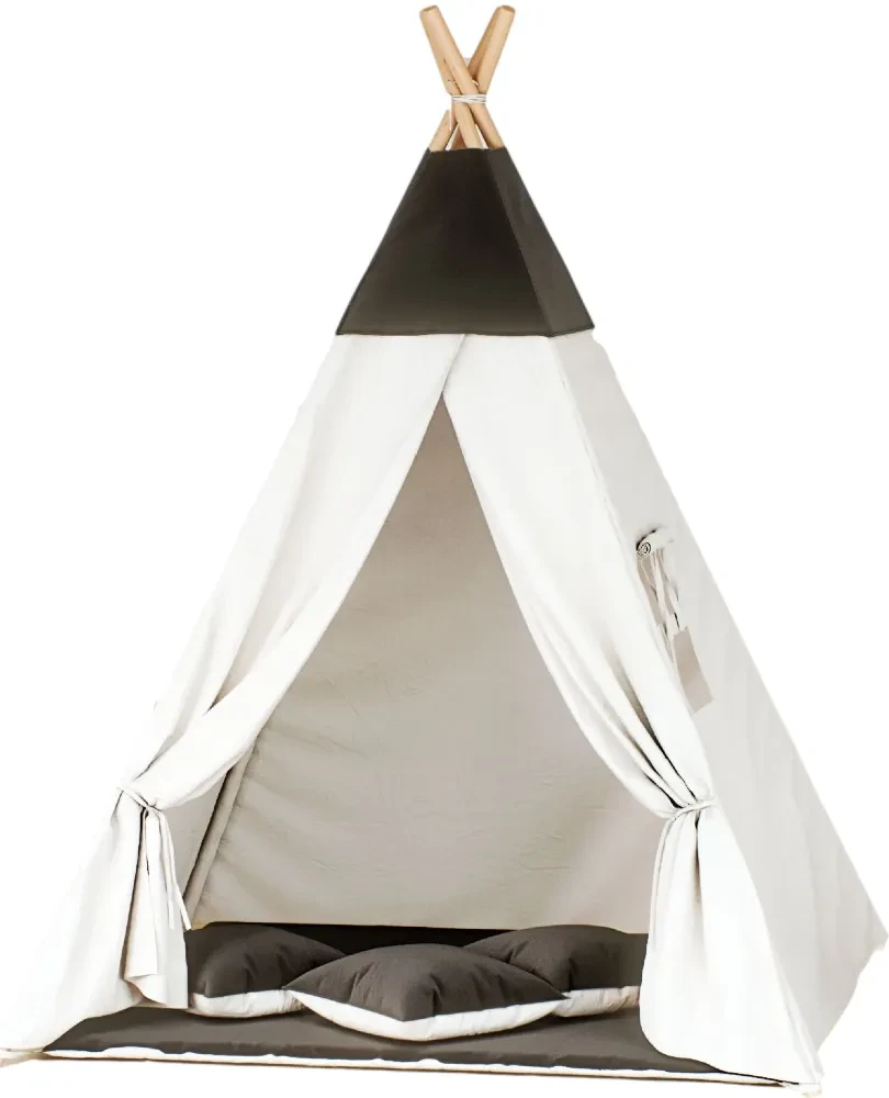 Tipi Namiot z matą i poduszkami  Czarny