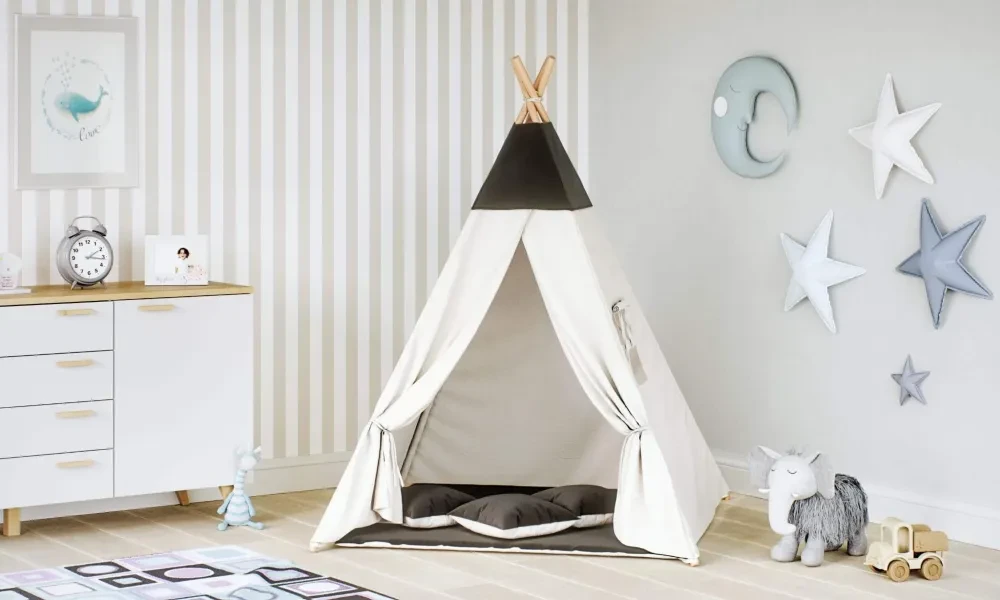 Tipi Namiot z matą i poduszkami  Czarny