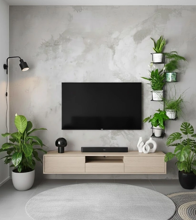 kwietnik na ścianę tv