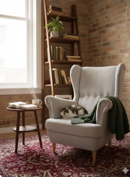 fotel uszak w salonie