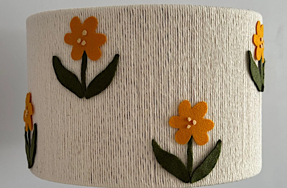 lampa filcowe kwiaty handmade