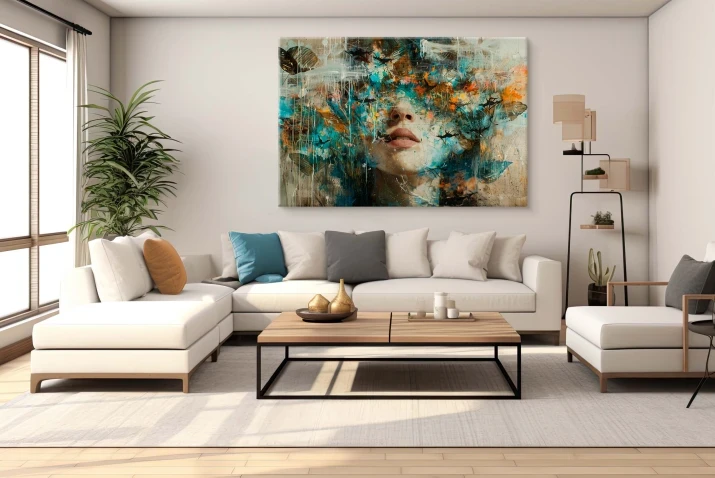 Obraz Abstrakcyjny | Portret z Motylami do salonu