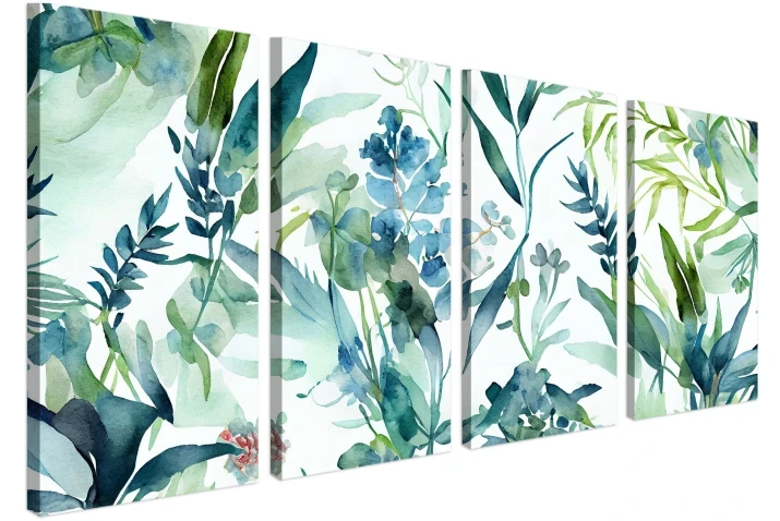 Obraz na płótnie canvas 4 el. | zestaw obrazów liście
