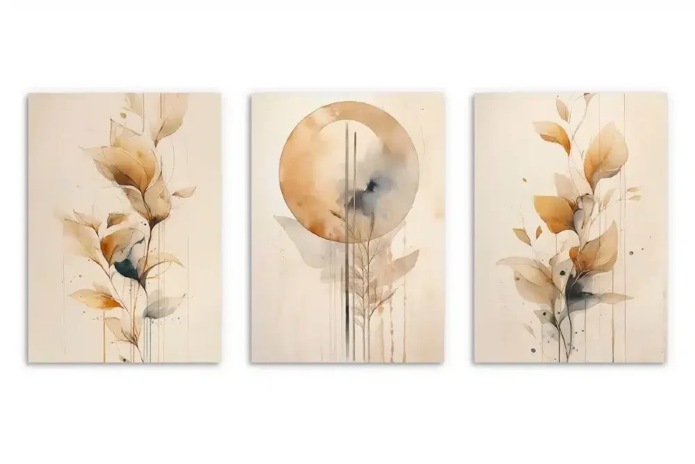 Plakaty do sypialni boho modern piaskowy beż