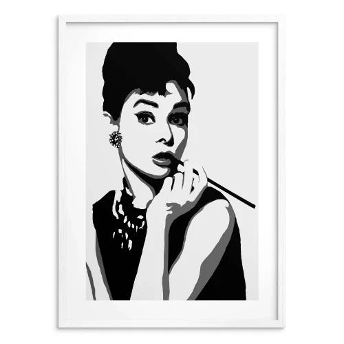 Czarno-biały portret Audrey Hepburn