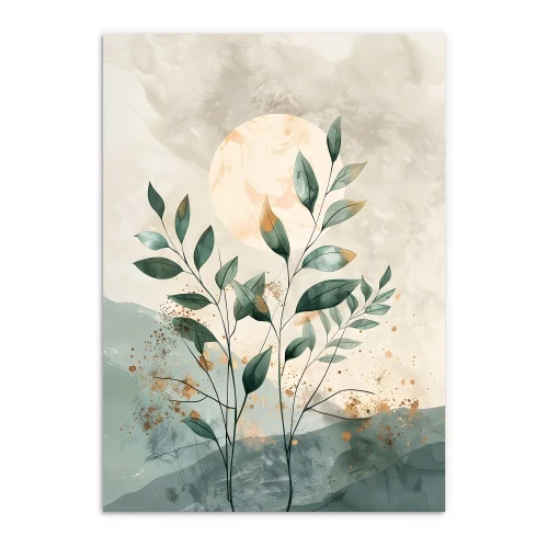 plakat botaniczny liście zielone nowoczesny