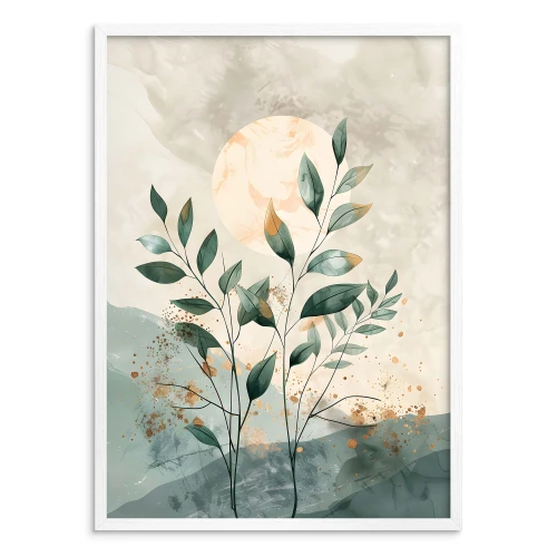 plakat botaniczny liście zielone